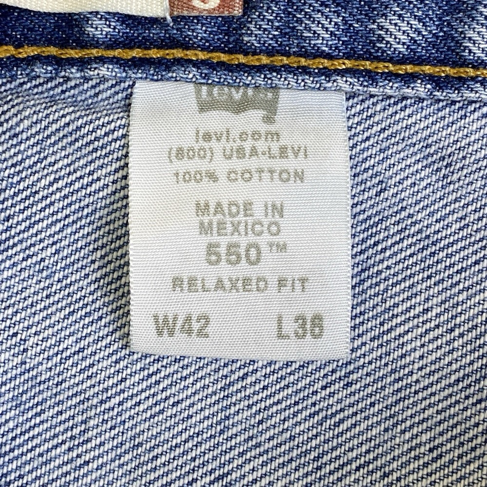 Levis 550 Jeans Men 42x36 Blue Relaxed Fit Tapered 100% Cotton Distressed y2k - Picture 8 of 16